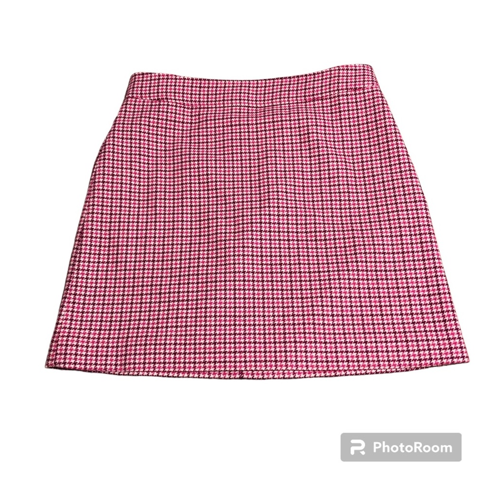 J Crew Factory Wool Houndstooth Mini Skirt Pink 12
